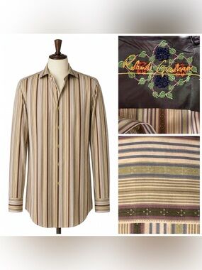 Robert Graham Men's Striped Long-Sleeve button down Shirt- M